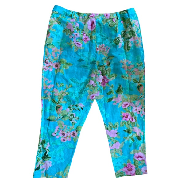 Hemant & Nandita Azra Linen Blend Pant NWT Women's XXL Teal Blue Green - Picture 7 of 8